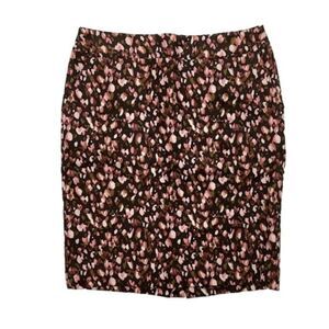 MERONA Brown Pink Watercolor Floral Straight Pencil Pockets Skirt Sz 2